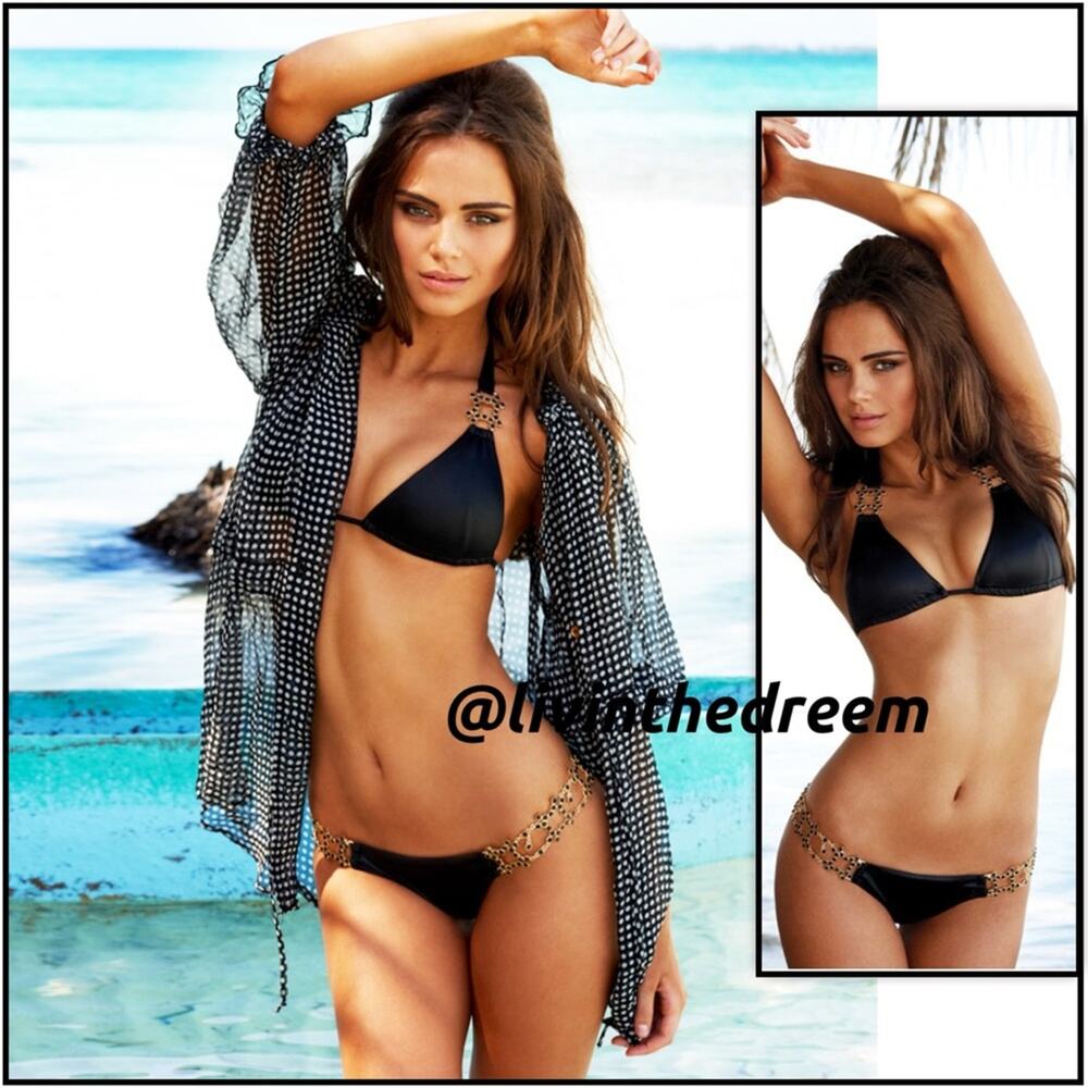 BEACH BUNNY RARE 2012 VINTAGE RHINESTONE RUN THE WORLD BIKINI